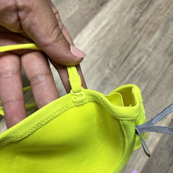 Aerie yellow floral twist bikini underwire halter top Bridget NEON 34B - Picture 7 of 8